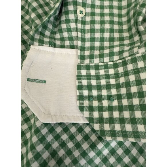 Berto Lucci Men's M Green & White Check Button Down Long Sleeve - Picture 7 of 7